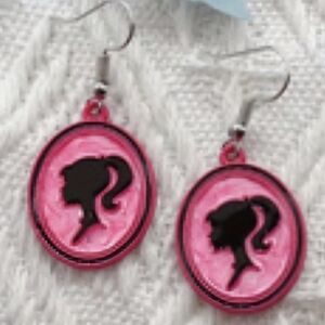 Chic Silhouette Pink and Black Barbie Earrings